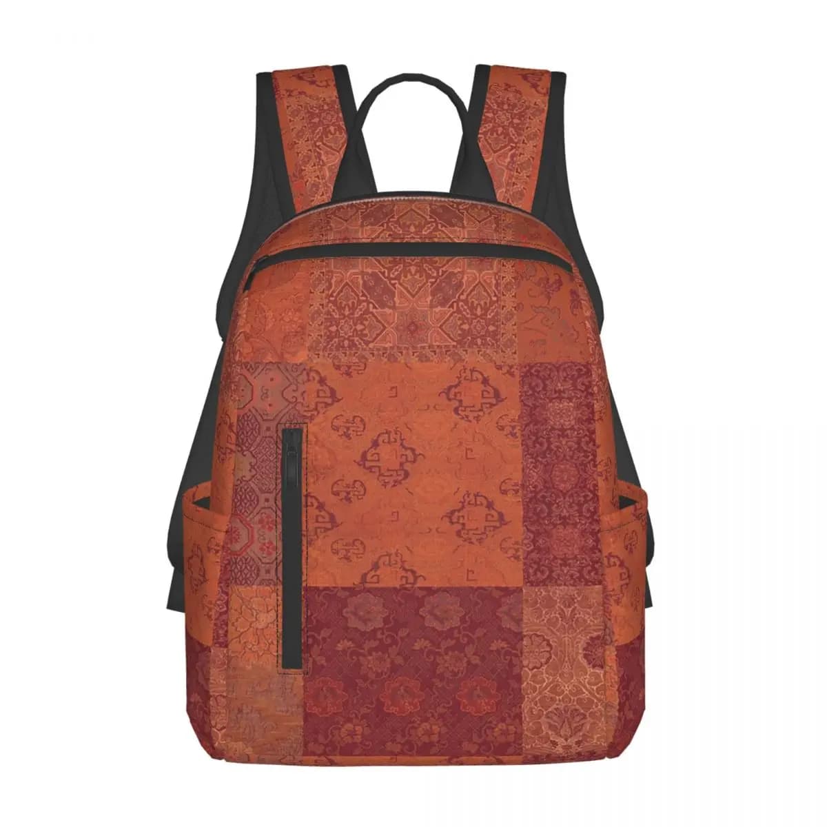 Vintage Bohemian Quilt In Burnt Orange Backpack Daypack Large Capacity Kids BookBag School Bag Shoulder Bags for Men Women