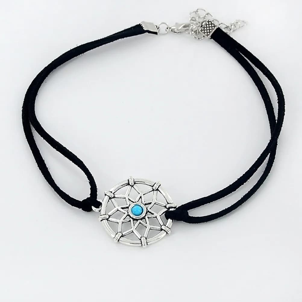 Alloy Dream Catcher Choker Necklace Women Short Necklace Suede Inspired Gothic Jewelry for All Occasions Family Friend Gift