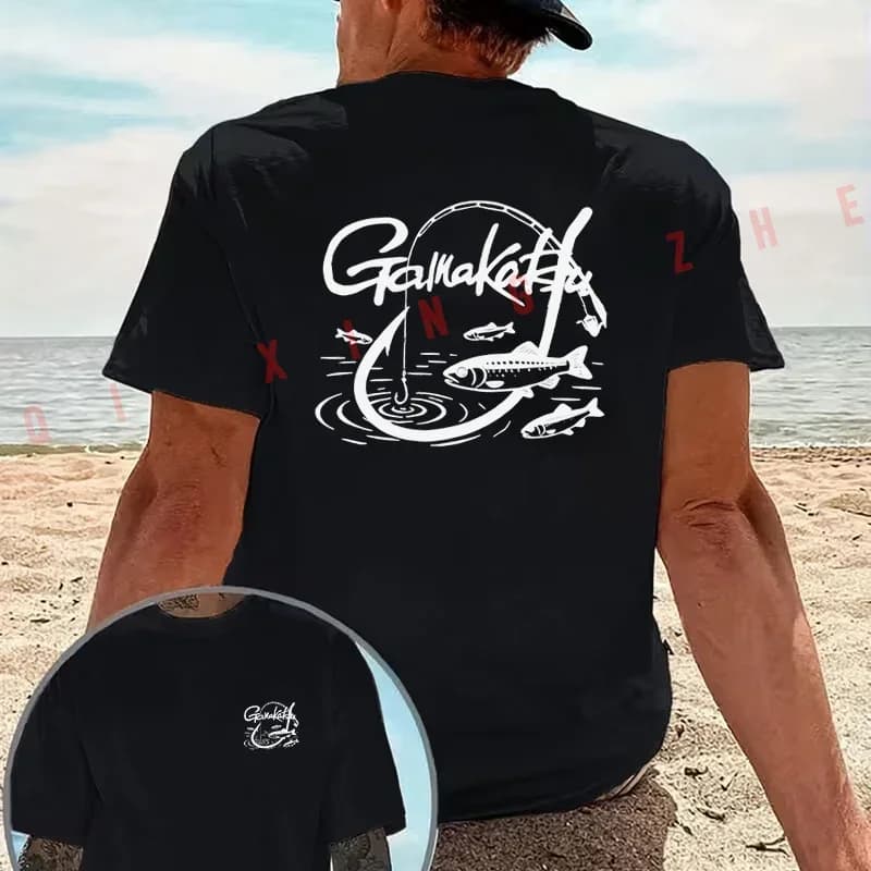 Fishing Gamakatsu Brand Lure Enthusiast Exclusive Print motorcycle T-Shirt Cotton Double-Sided Print Men Casual Short Sleeve Top