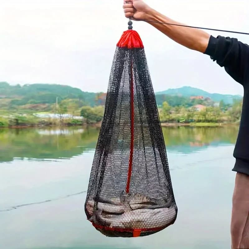 Borsa per rete da pesca in nylon: attrezzatura portatile per la raccolta dei pesci e lo snorkeling, gabbia per la raccolta dei pesci in rete leggera