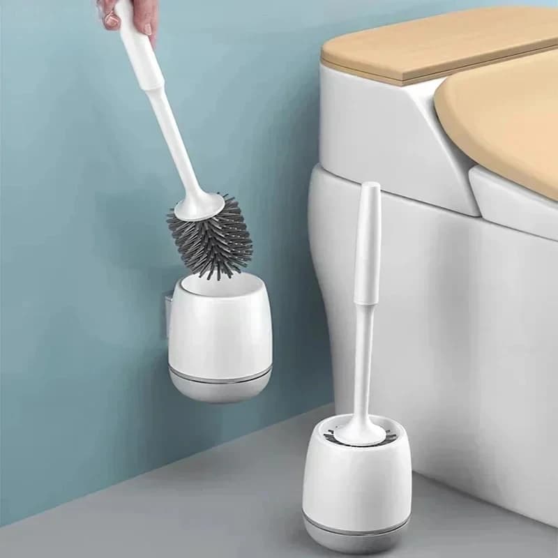Spazzola per WC con testa in silicone Youpin, spazzola per la pulizia montata a parete, spazzola per WC con manico lungo, set di accessori per il bagno, strumenti.