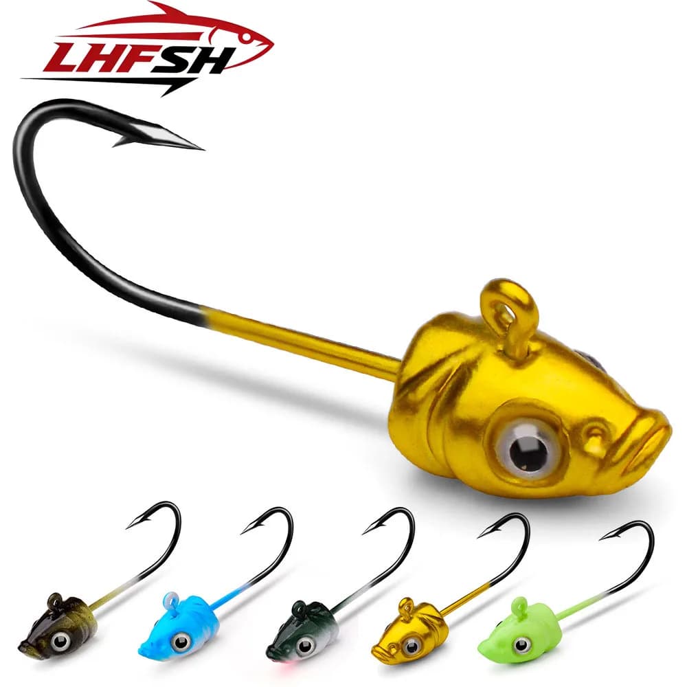 LHFSH 5 Pezzi Ami da Pesca Jig Head per Rockfish, Gamberetti Artificiali, Spigole, Luccio e Trota - Ottimi per la Pesca - 3.5g, 5g, 7g - Accessori per la Pesca