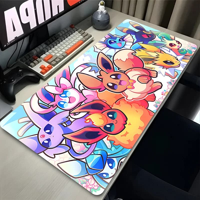Mouse Pad PC Accessories Gamer Cabinet Mousepad Anime P-pokemon Eevee Keyboard Rug Kawaii Laptop Gaming Rubber Desk Mat