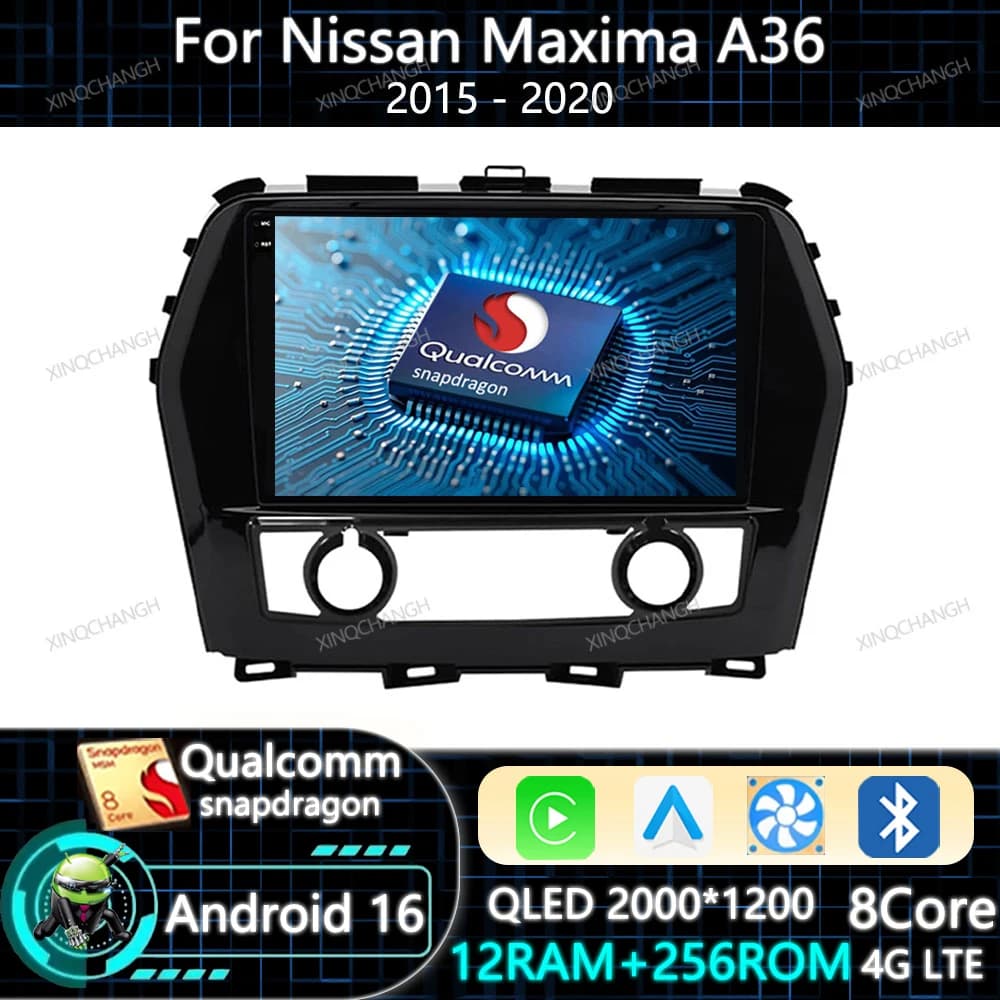 Android 16 Car Radio Carplay Auto For Nissan Maxima A36 2015 - 2020 BT Head Unit 2DIN Navigation Multimedia Video Player 4G WIFI