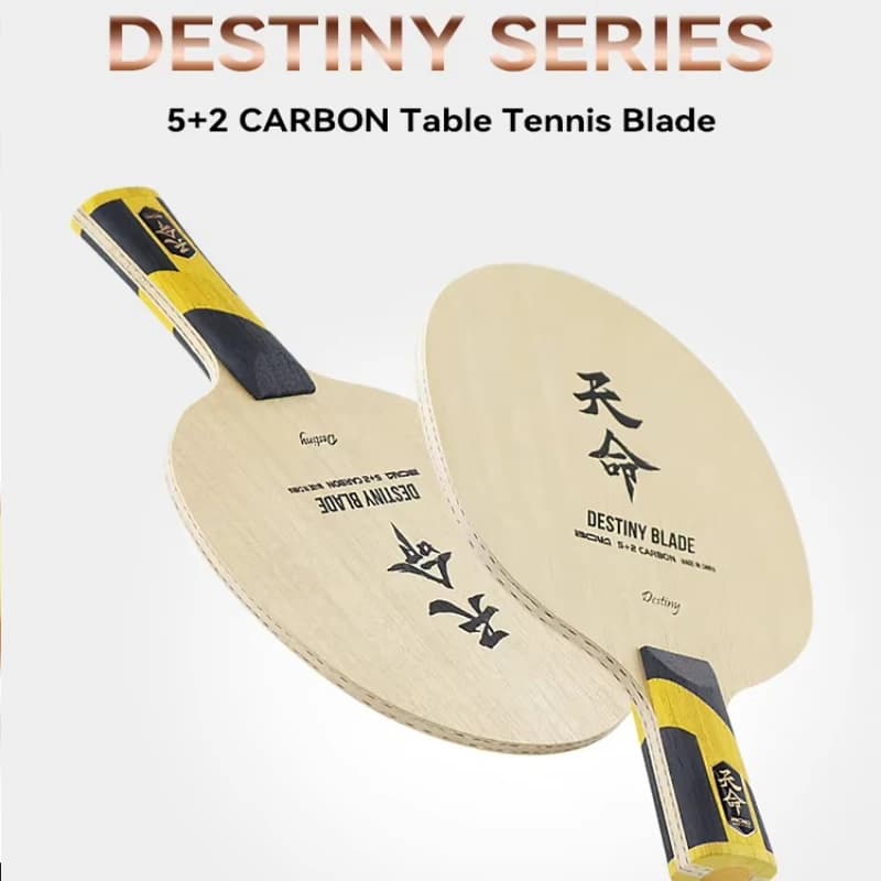 BOLI Ping Pong Rack Blade 5 Wood + 2 Carbon Inside Carbon Yellow Offensive Ping Pong Blade for Fast Attack and Attack