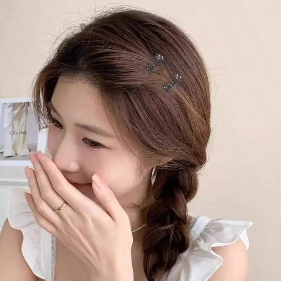 1 Piece Duvet Hair Clip with Strass Fiocco, Elegant, Sparkling, Women's Anti-slip, for Frangia, Daily Use, Appointments, Weddings, Gift, Jewelry