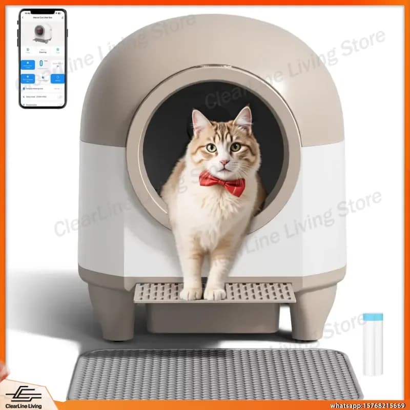 Smart Self Cleaning Cat Litter Box with APP Control Automatic Cat Toilet Low Noise Odor Control Home Use Pet Supplies