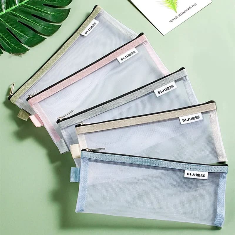 Forniture per ufficio Astuccio per matite in nylon semplice trasparente di alta qualità Astuccio per matite in rete Astuccio per penne Astuccio per il ritorno a scuola