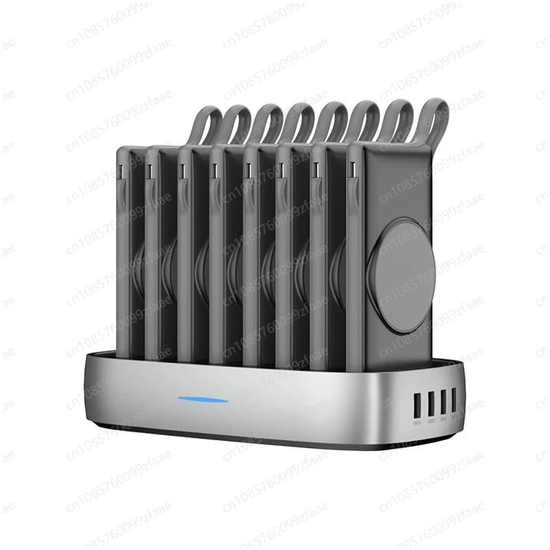 Set di batterie di alimentazione condivise, noleggio codici senza scansione Cavo autonomo da 10.000 mAh, ricarica rapida, ricarica wireless magnetica