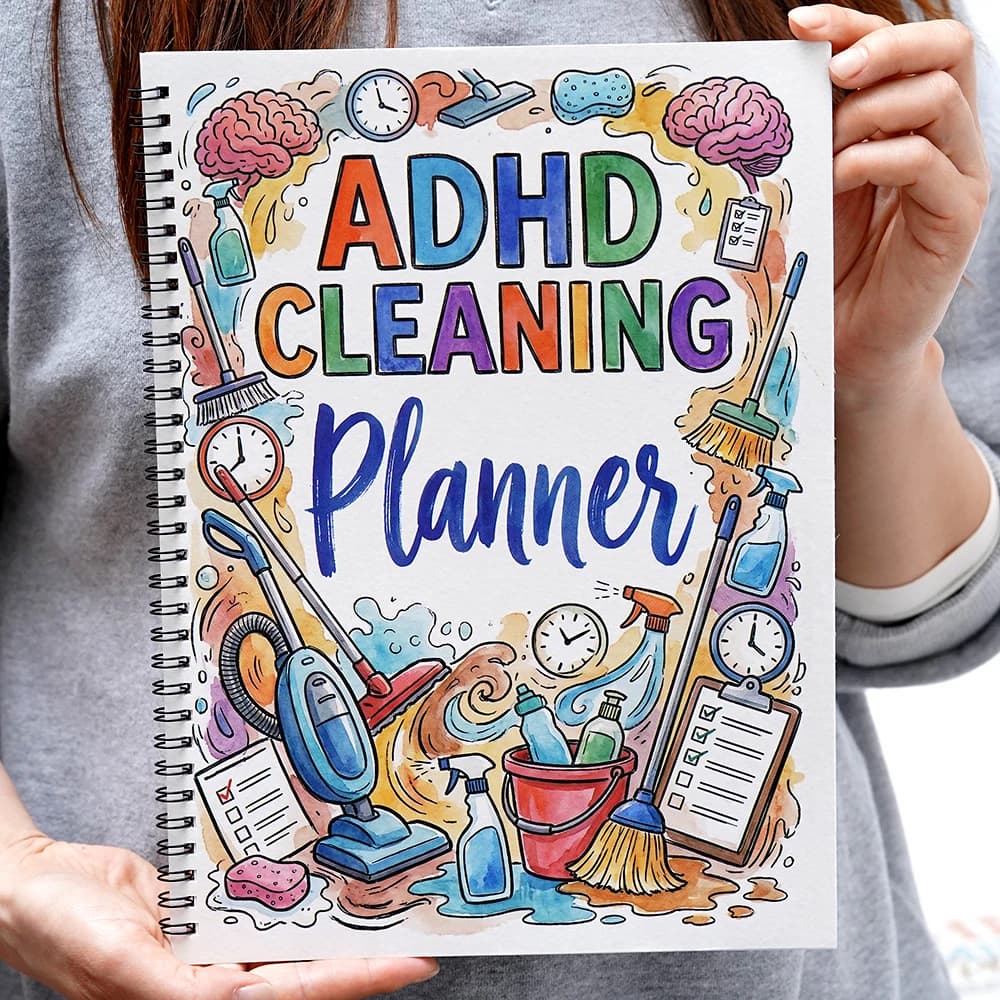 Pacchetto di strumenti per la pulizia ADHD: agenda per la pulizia della casa, elenco di controllo per la pulizia settimanale, mensile e annuale, organizzazione degli spazi, tabella delle attività domestiche