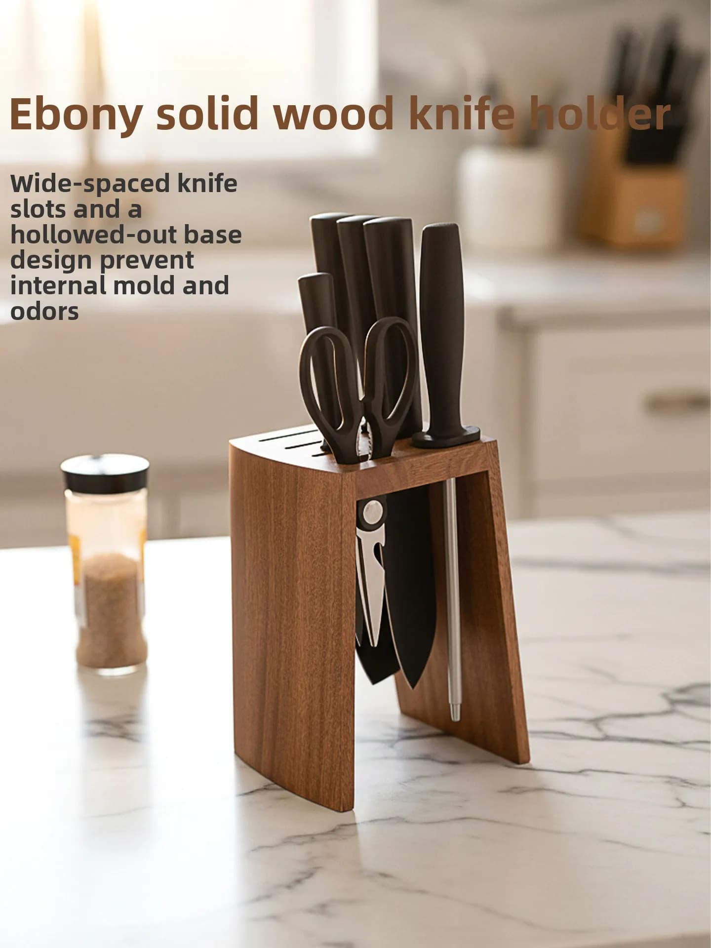 Anti-Muffa Premium Wood Kitchen Knife Holder, Table Organizer in True Wood for Tools and Cutlery, Kitchen shelf
