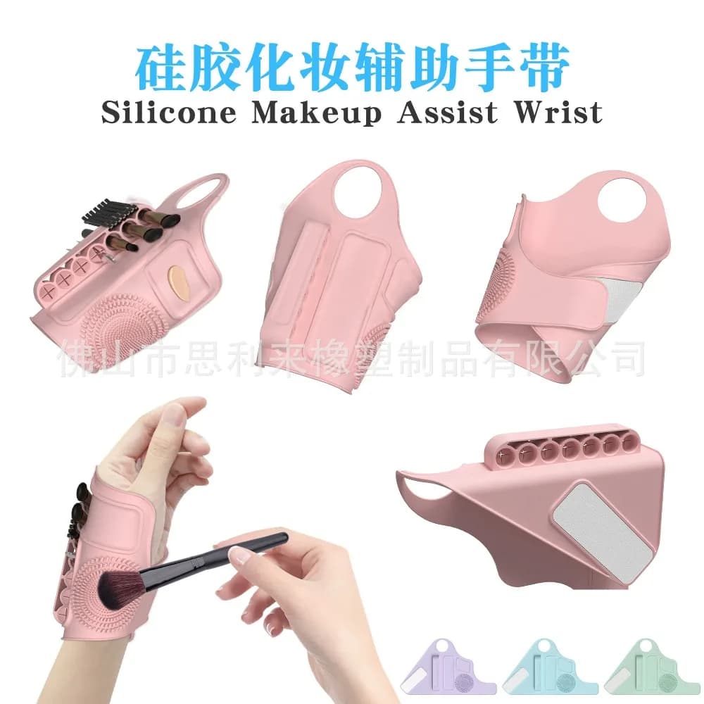 Make-up Mat with Mixing Tray Brushes Cleaning Brushes Make-up Brushes Silicone Cosmetic Organizer with Wearable finger