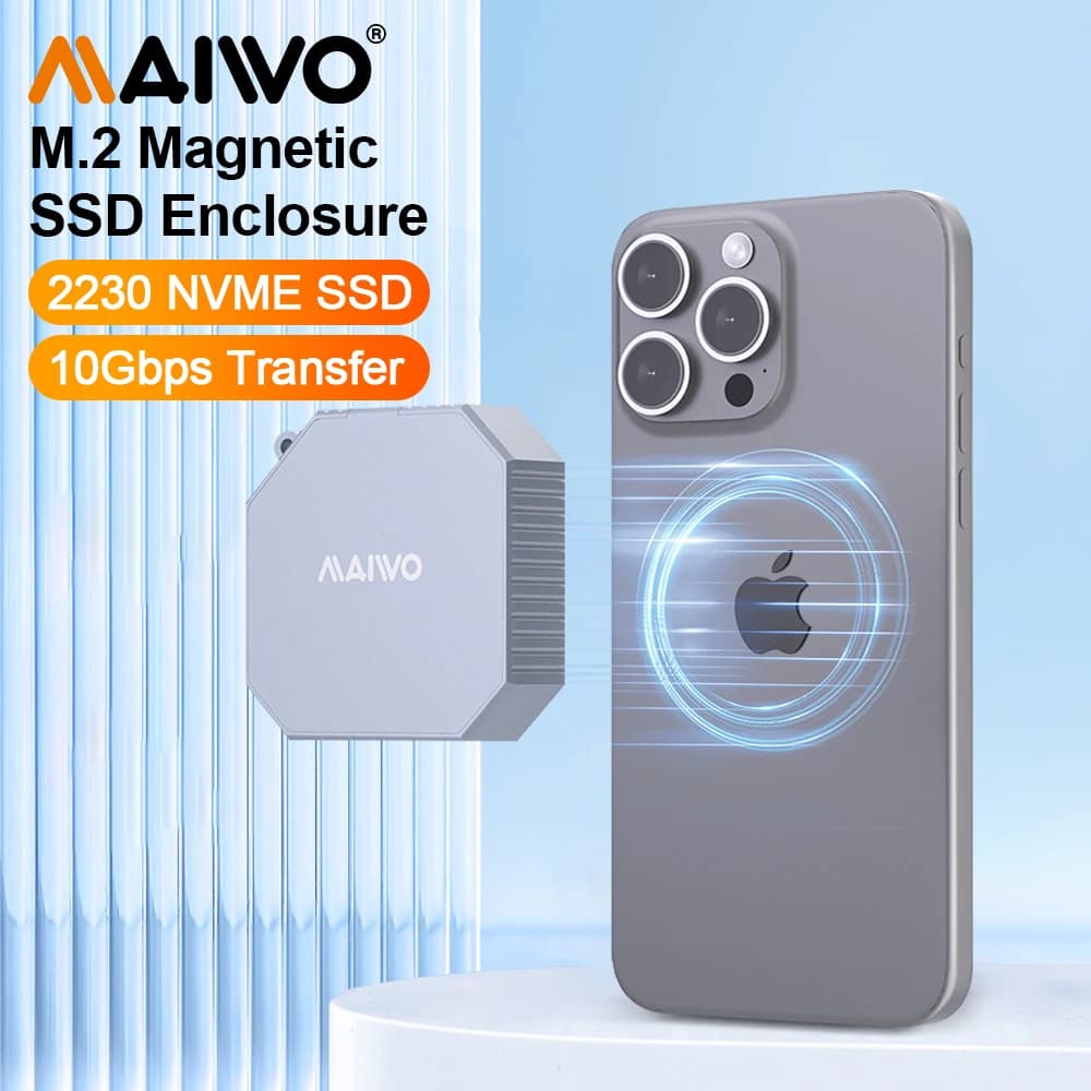 MAIWO Magnetic 2230 M.2 2230 NVMe SSD Enclosure USB3.2 Type-C 10Gbps To NVMe PCI-E Adapter Aluminum External 1.8" SSD Drive Case