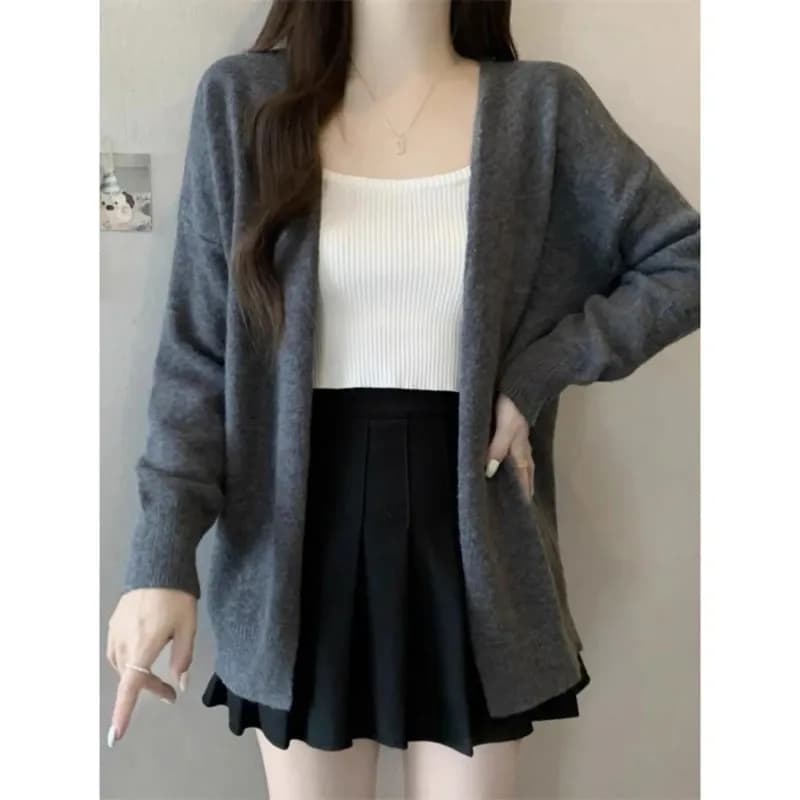 Women Loose Knit Cardigan Open Front Long Sleeve Casual Lightweight Sweater Outerwear