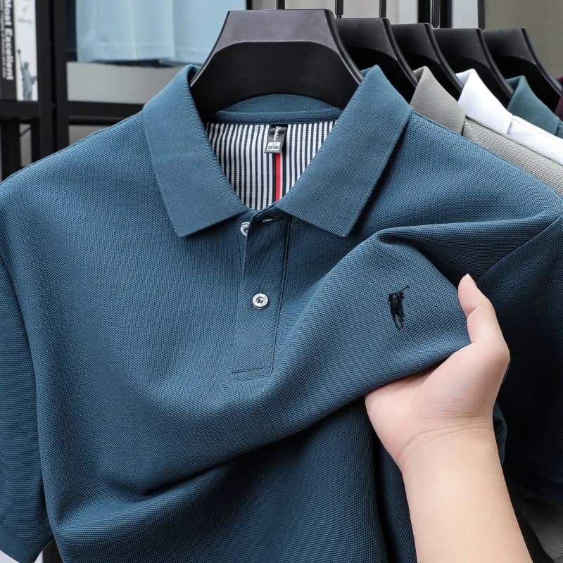 Polo a maniche corte da uomo in 100% cotone puro di marca di design, ricamata con logo Paul Pony, collezione estate 2026, top con risvolto, T-shirt da golf