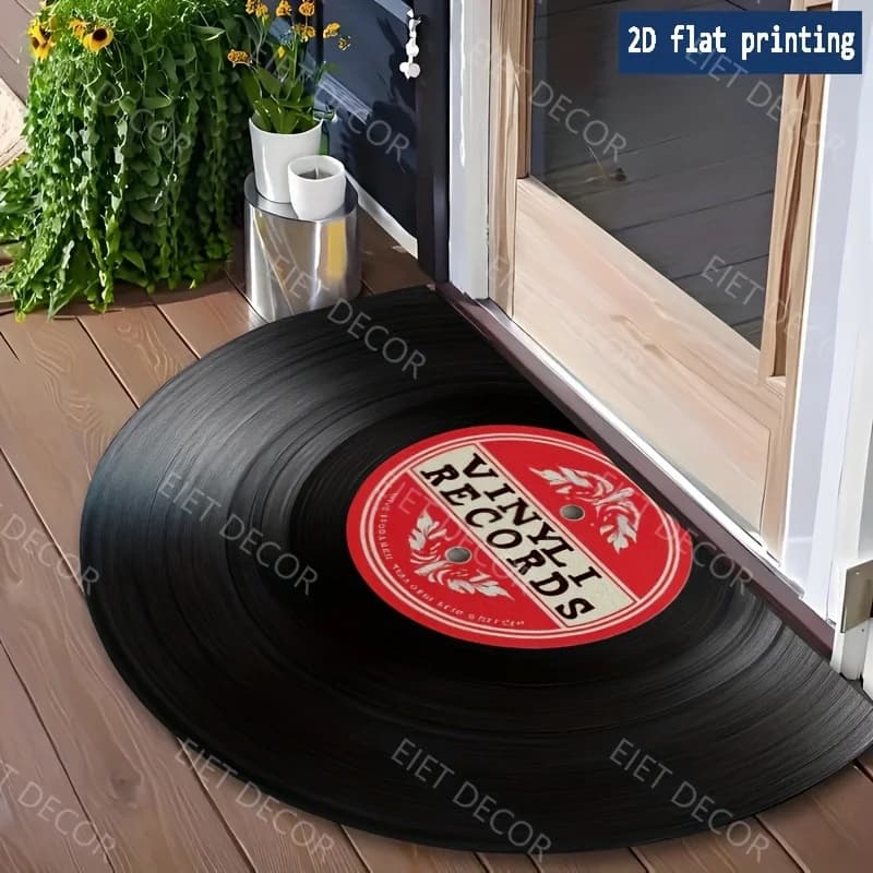 Tappetino semicircolare di benvenuto in vinile rosso e bianco, tappetino decorativo per interni, perfetto per la porta, decorazione natalizia