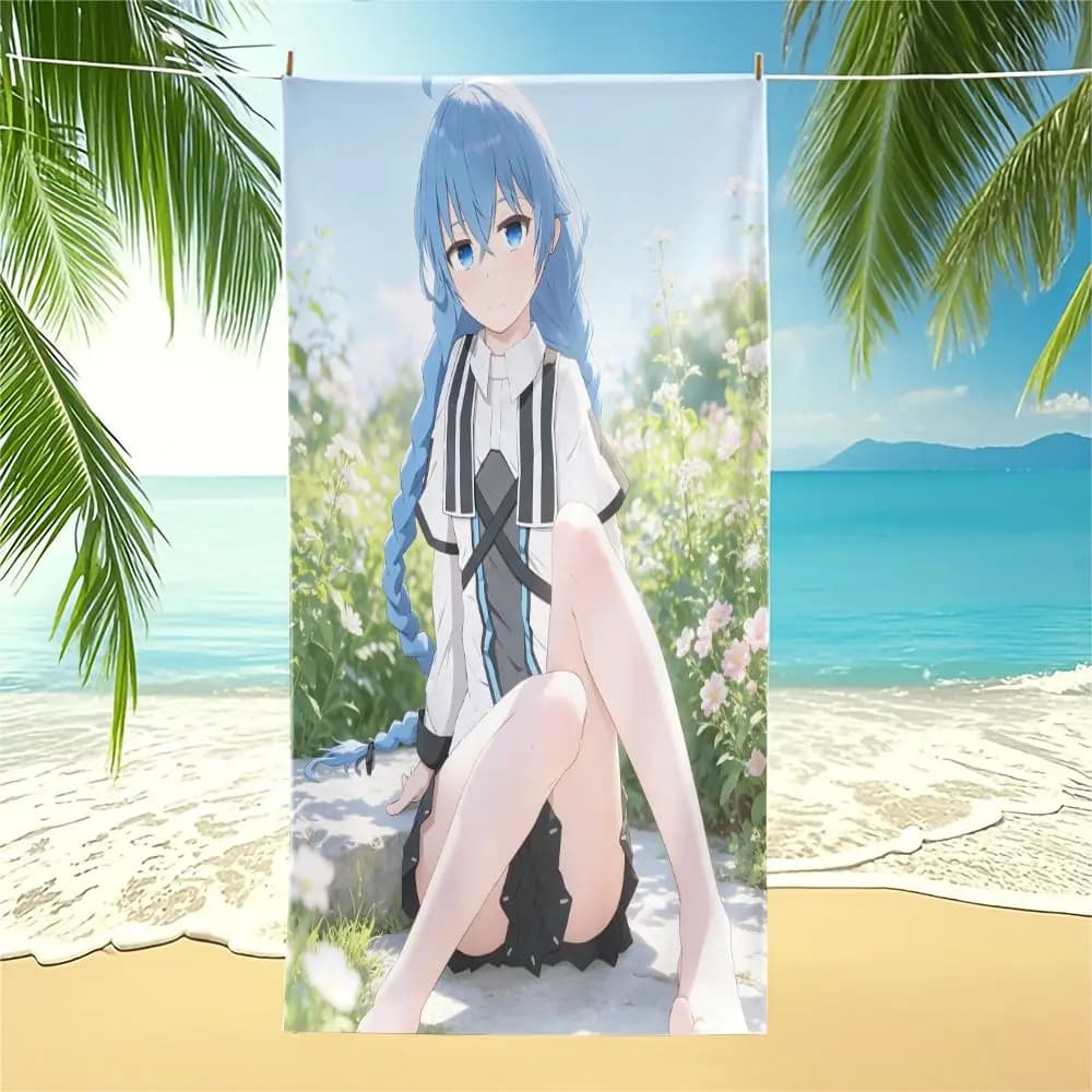 Hatsune Miku Black Skirt Anime Microfiber Beach Towel Digital Print Quick Dry For Pool Camping Outdoor Travel Gift