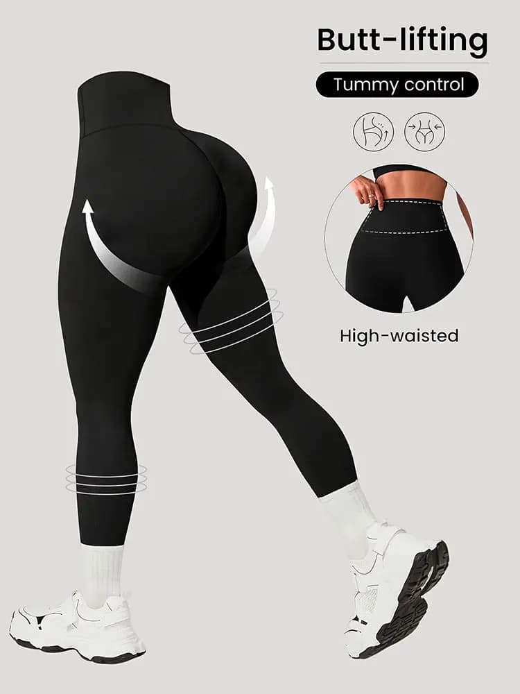 Booty Lifting Hip Waist Control Yoga Leggings Women Fitness Running Sports Trousers Super Soft Knit Fabric For Gym Workout Wear