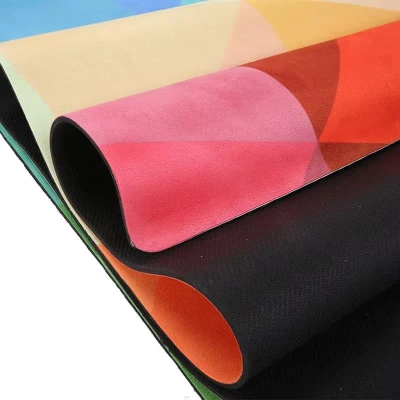 Color Pattern Yoga Mat Natural Rubber Bottom Vegan Suede Waterproof Eco Friendly Suitable for Hot Yoga