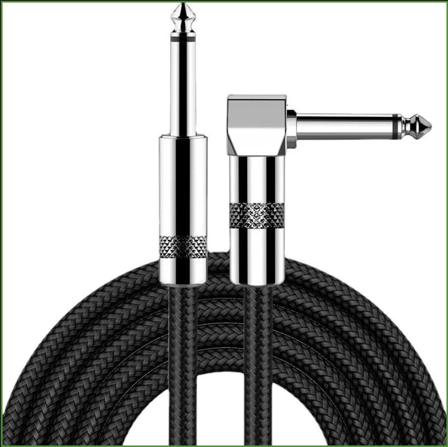 10/20 Foot Electric Cable for Electric Guitar, Professional Audio (Right Corner, Black)
