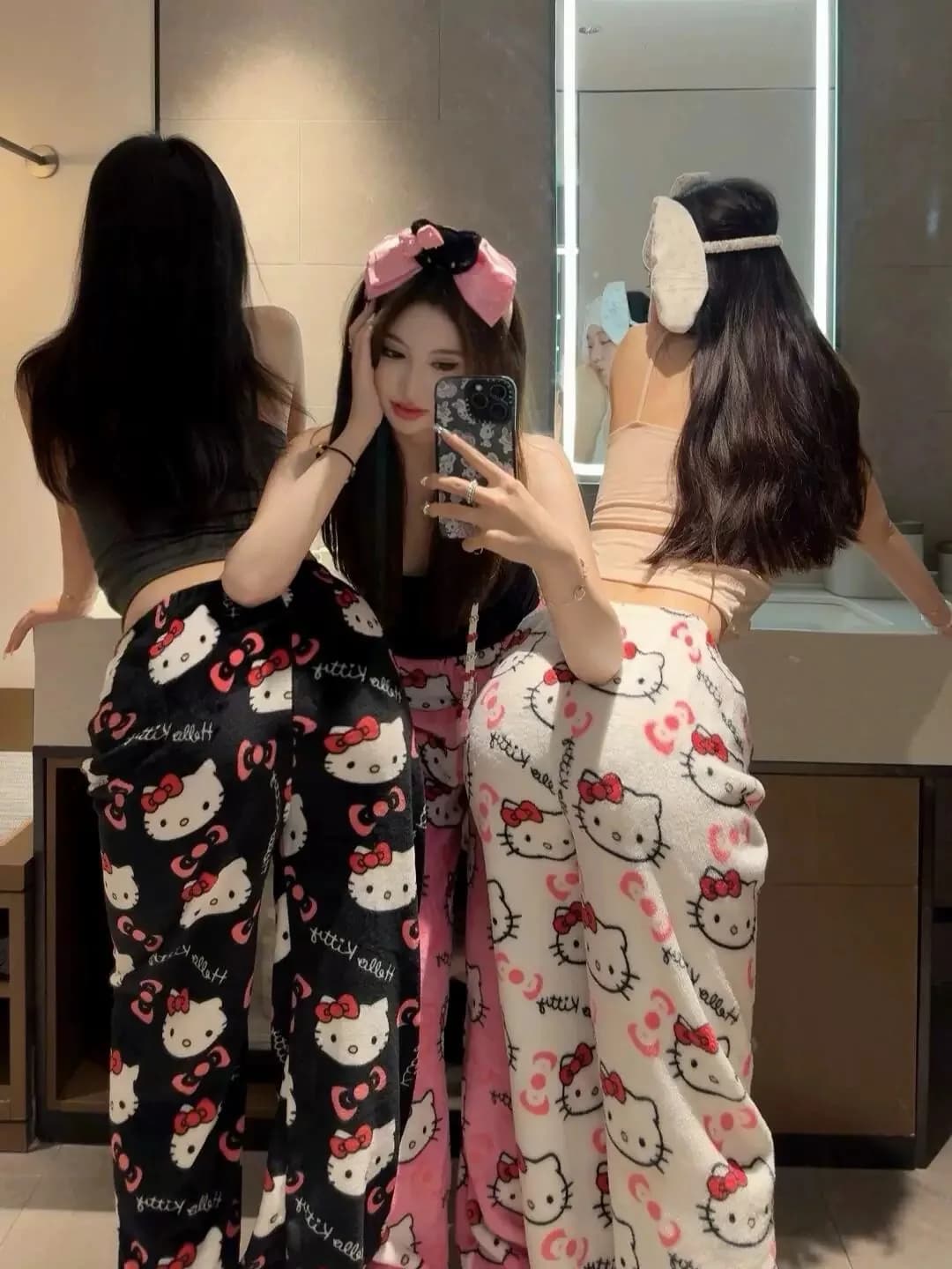 Y2K Anime Sanrio Hello Kitty Pantaloni di flanella Pantaloni del pigiama Kawaii da donna Vestiti caldi e confortevoli per la casa Regali per le vacanze