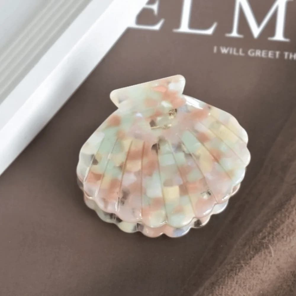 Unique Shell Shape Hair Clips Acetate Material Small Size Hair Claws Colorful Hair Crab Girl