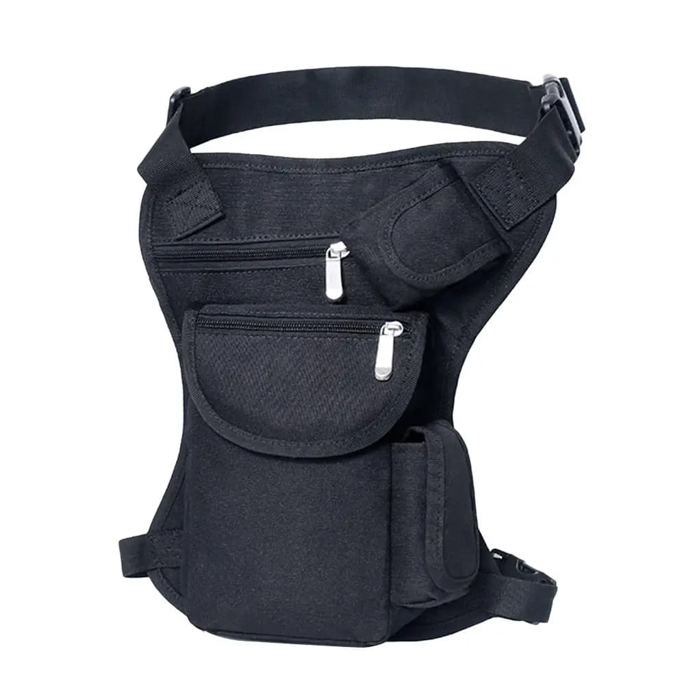 Marsupio Multifunzionale in Tela per Esterni, Nero, Borsa da Gamba Tattica per Ciclismo, Marsupio Portatile da Viaggio per Sport e Denaro