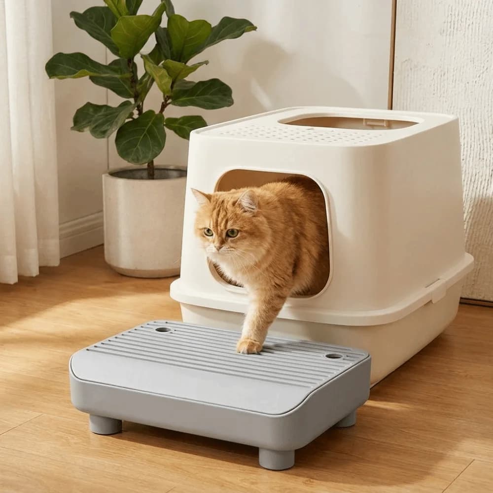 Pet Supplies Double Layer Cat Step Filter Pedal Non Slip Plastic Pet Pedal Step Stool Splash-proof Cat Litter Ramp for Cats
