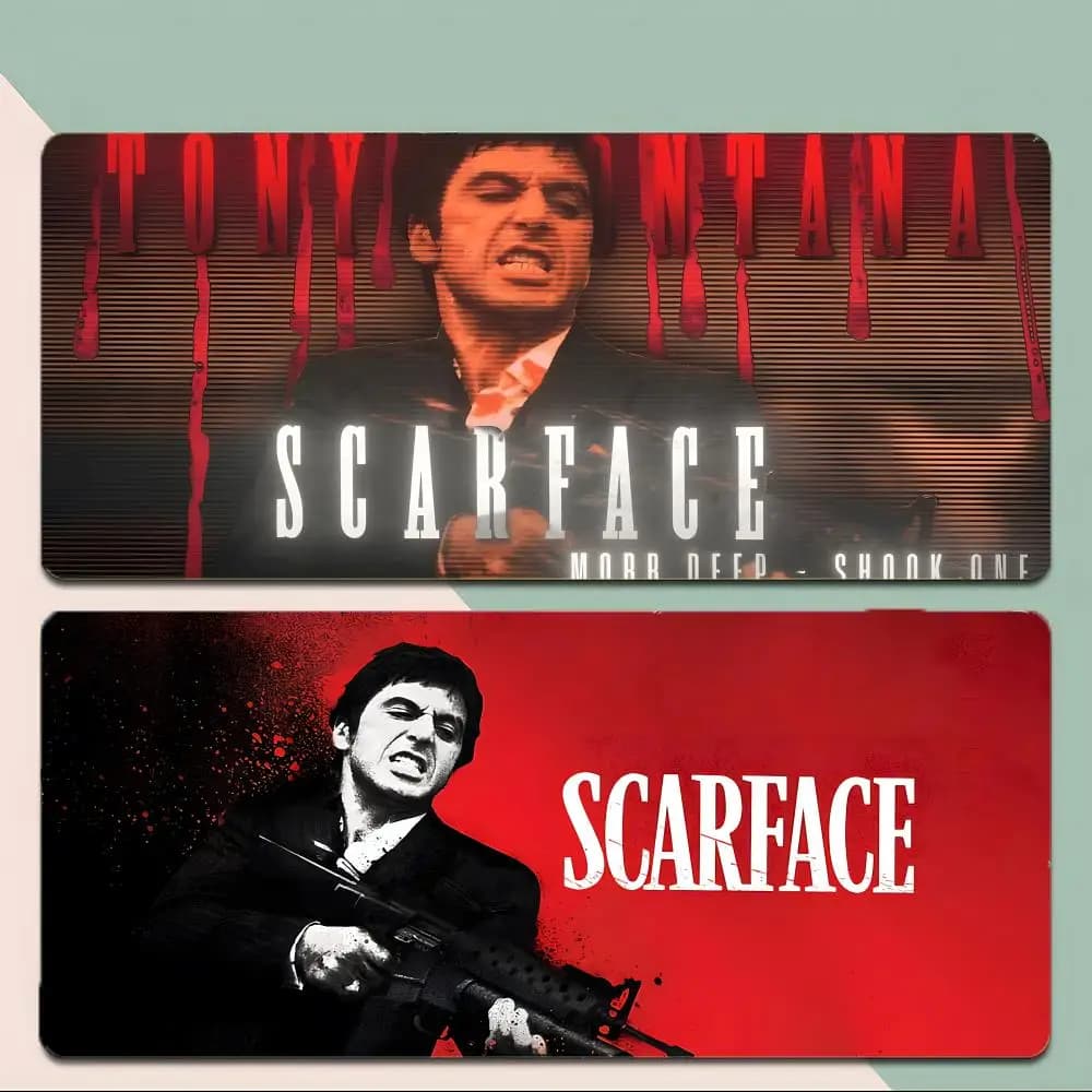 Tappetino per mouse classico del film S-Scarface, tappetino per mouse da gioco con bordi cuciti spessi, tappetino da scrivania grande antiscivolo