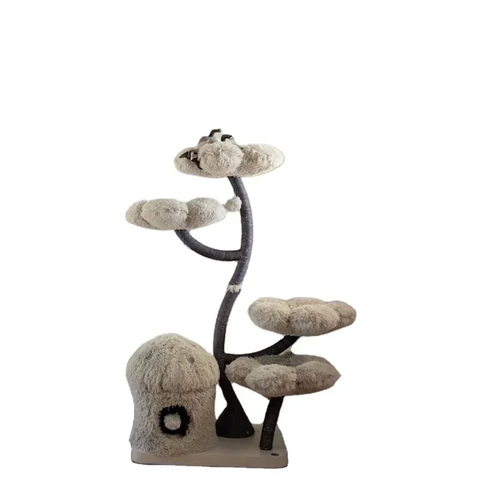 Albero per gatti floreale in legno di nuovo stile Torre per albero Torre per gatti in legno Albero da arrampicata per gatti moderno