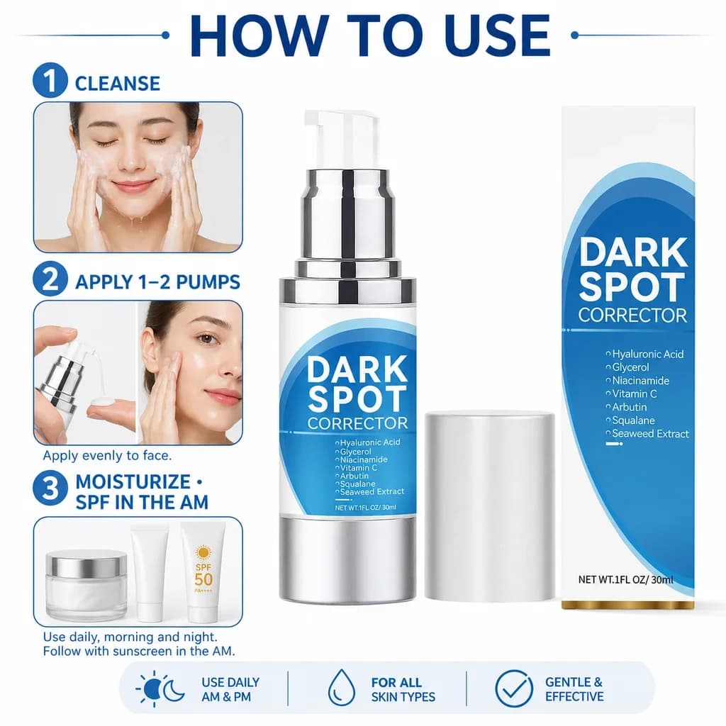 Brightening Dark Spot Serum 30ml with Niacinamide, Vitamin C and Arbutin – Fades Spots, Boosts Radiance and Hydrates Skin