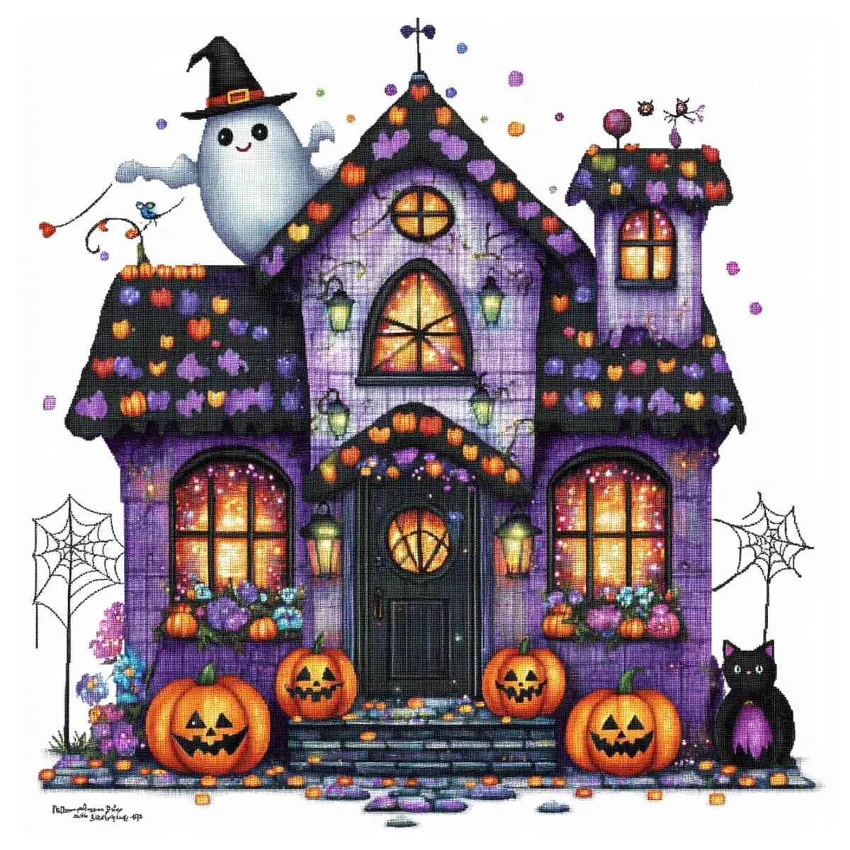 1pc 30X30CM/11.8inch Halloween Pumpkin stamped cross stitch kit DIY kit 11CT/14CT Eco-cotton Thread Wall decoration joy sunday