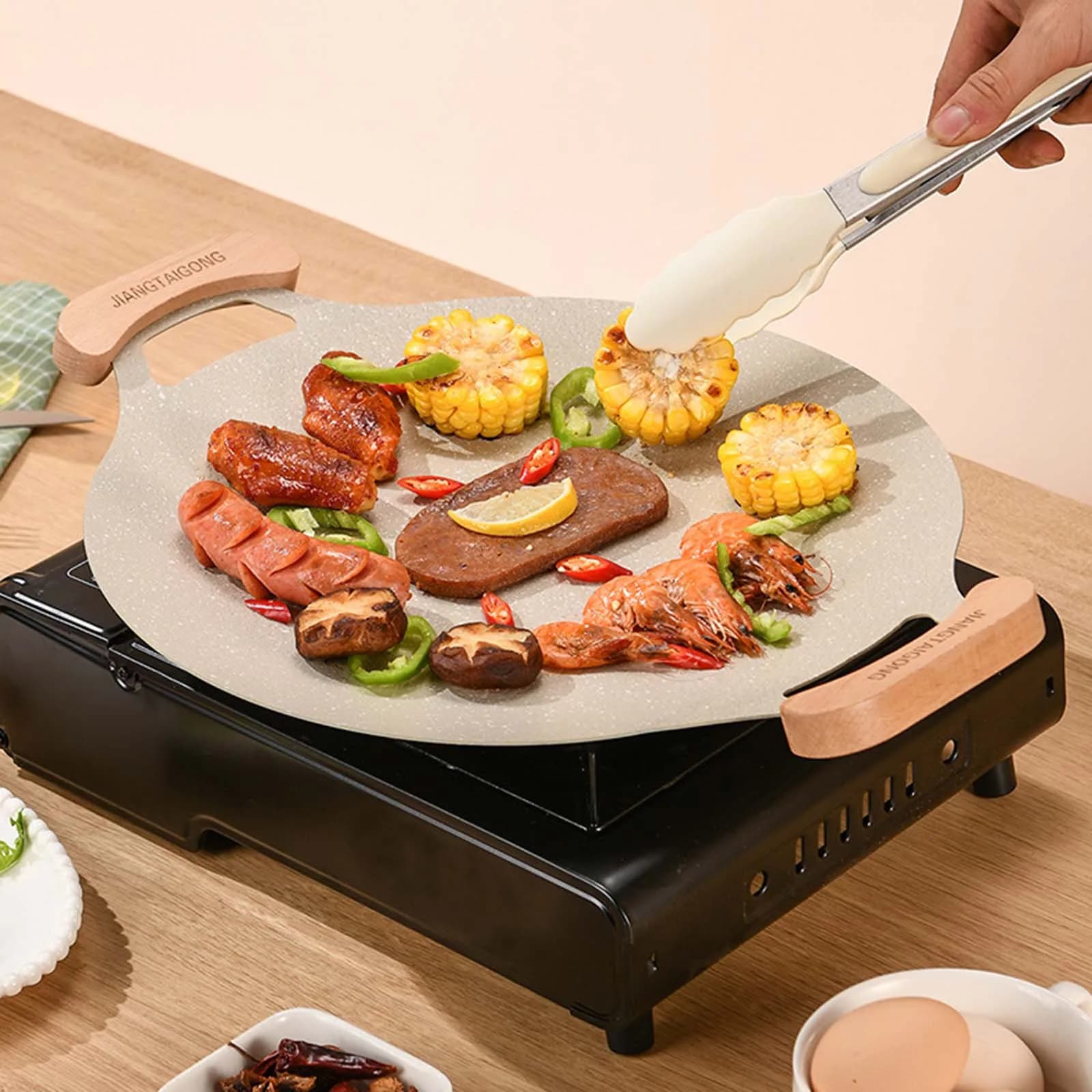 Korean barbecue pan Design binaural Kitchen accessories Padella Travel plate Picnic Interior kitchen Home