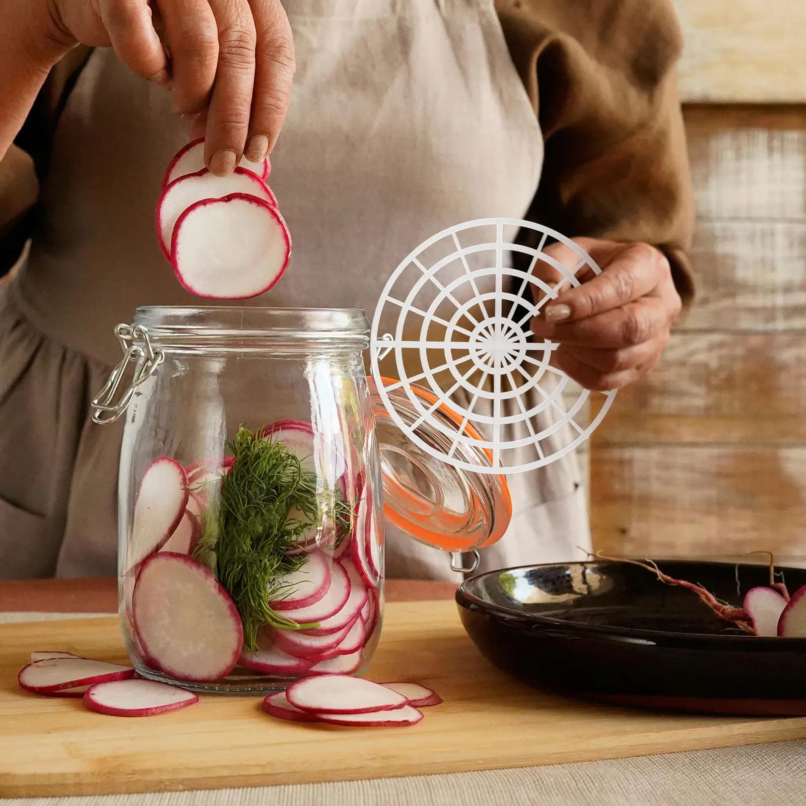 5Pcs Fermenting Press Grid Pickle Jar Weight Plate Mesh Submersion Tool for Pickling Sauerkraut Kimchi Wine Brewing Canning