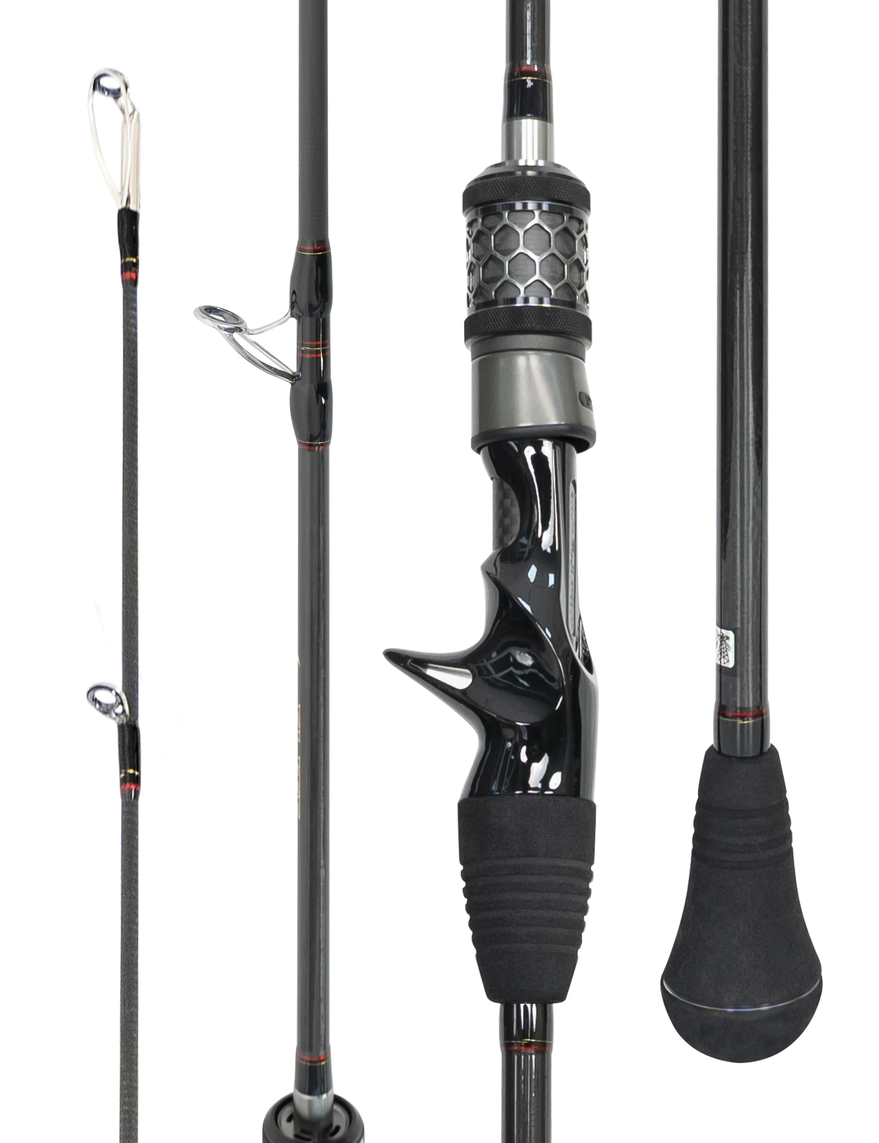 6'6" carbon fiber fishing rod with stainless steel guides for light X-Heavy power, medium and heavy