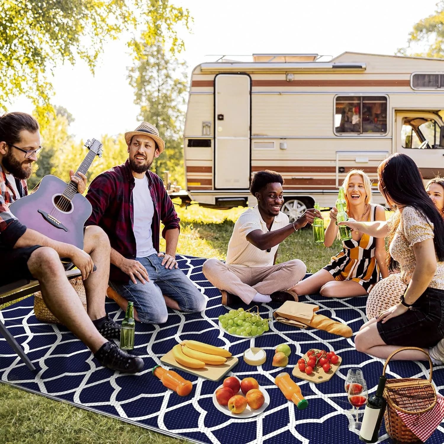Tappeto per tendalino RV, tappetino da campeggio e picnic per esterni, resistente, reversibile, impermeabile per giardino, camper, roulotte, ponte di caravan