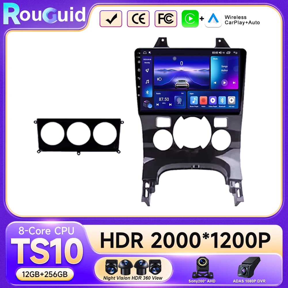 Autoradio Android 16 per Peugeot 3008 5008 AT MT 2009 2012-2016, Lettore Multimediale Video 2 Din con Carplay, Bluetooth, 8 Core, Wifi, 4G