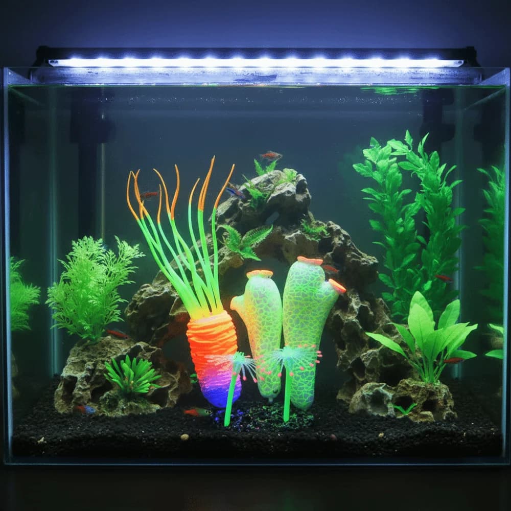 Underwater Plants Simulate Luminose in Silicone, Artificial Algae Realistic and Colored for Habitats of Reptiles