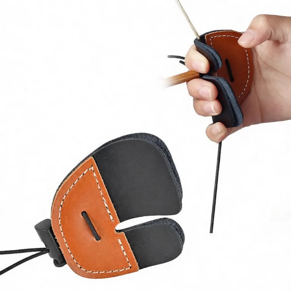 Adjustable Leather Finger Tab For Traditional Archery Hunting Target Shooting Cowhide Protection Gear Durable Finger Guard