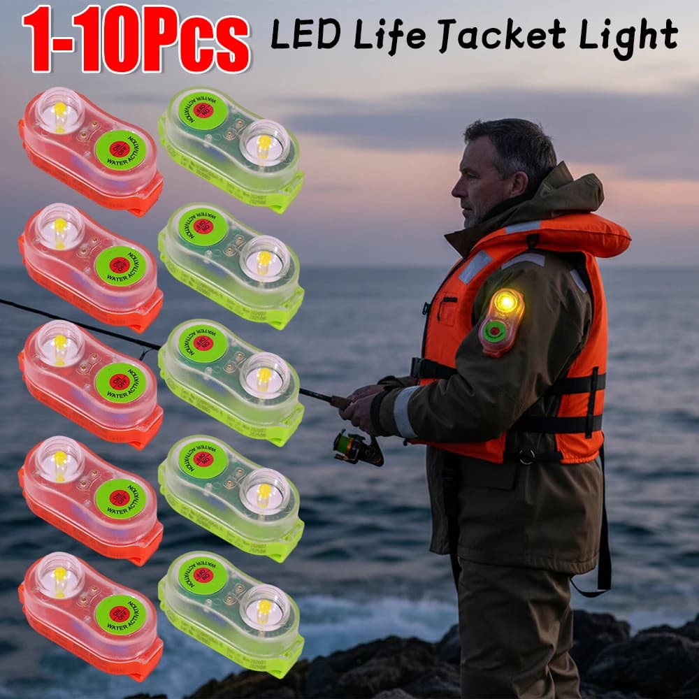1-10 Pezzi Luce LED al Litio Autoilluminante per Giubbotto di Salvataggio, 30g, in Plastica, per Adulti e Bambini, per Uso Esterno