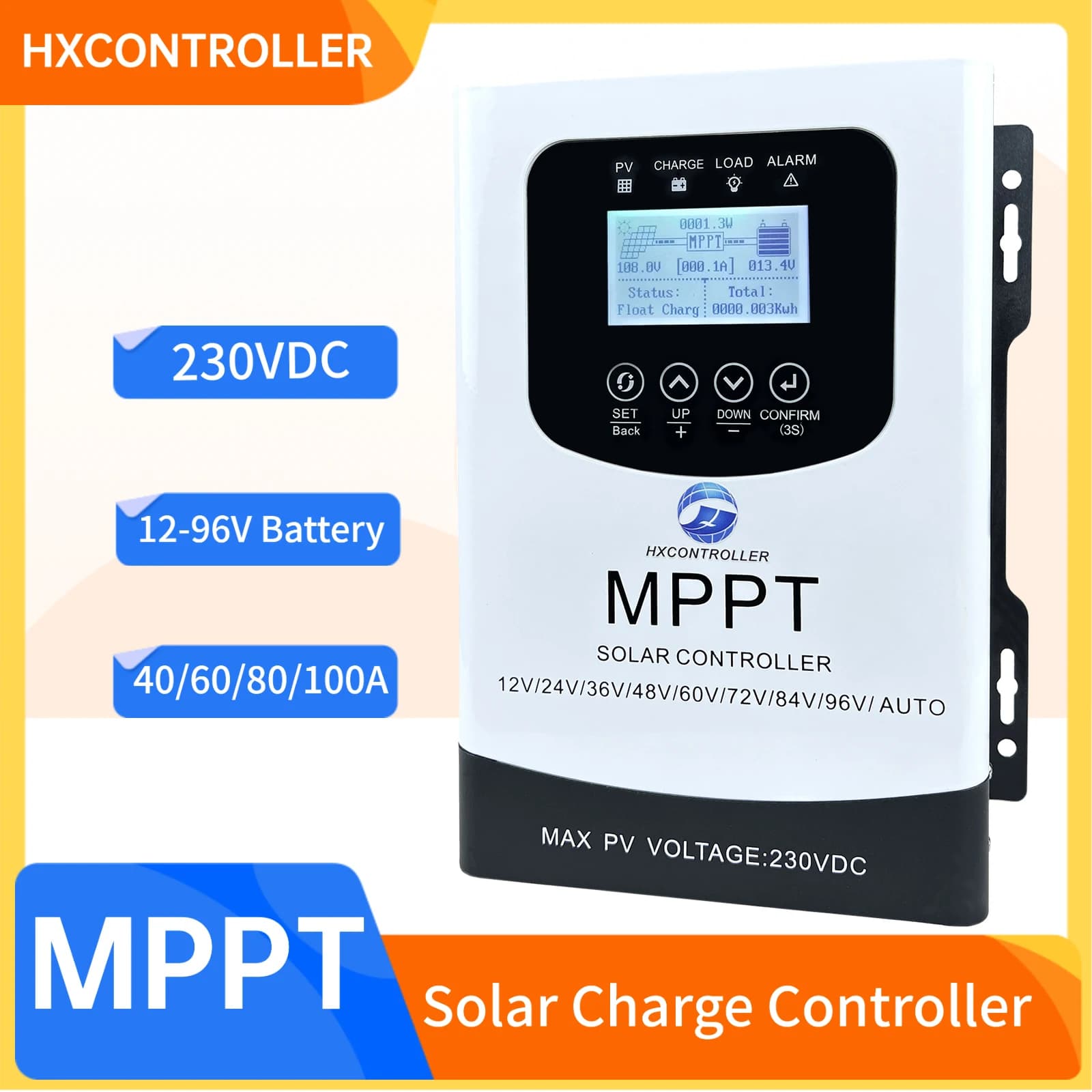 Solar Charge Controller MPPT 0-100A 12-96V for Solar Systems Off-Grid 230VDC, Shipping by EU Warehouse