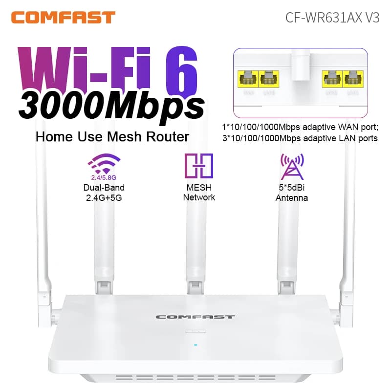 Comfast WiFi6 Ripetitore WiFi wireless Ripetitore di segnale Wifi Dual-Band 2.4G e 5GHz WiFi Extender Gigabit WiFi Amplificatore WPS Router