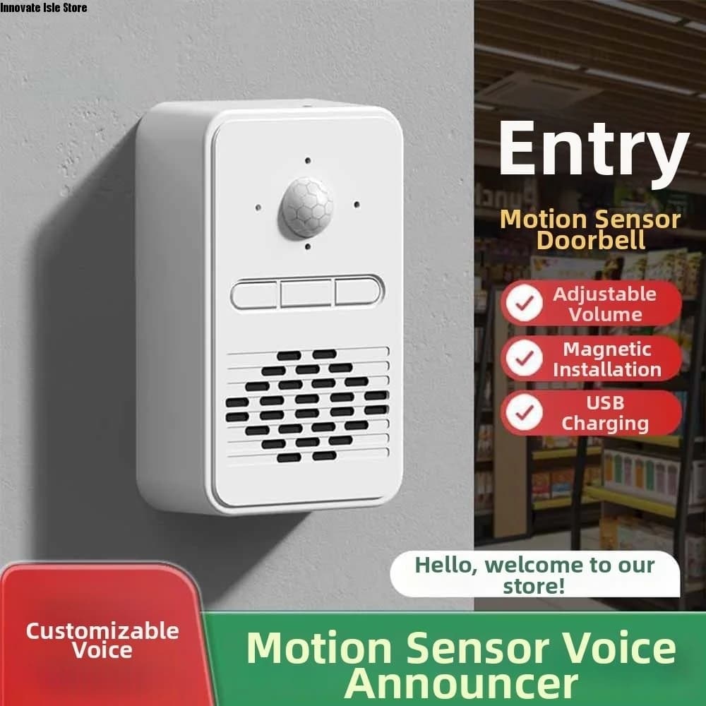 PIR Motion Sensor Wireless Smart Doorbell Audio Alert Anti-theft Motion Sensor Doorbell Waterproof Motion Activated Chime