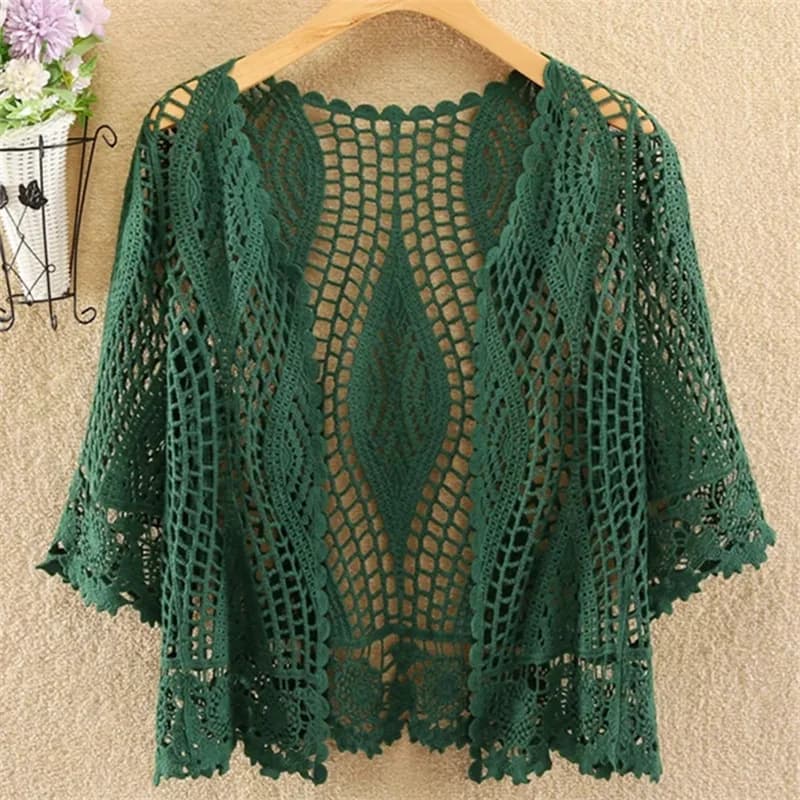 Giacca da donna Cardigan Cheongsam con scialle cavo da donna in camicetta di protezione solare primaverile ed estiva cappotto sottile allentato alla moda