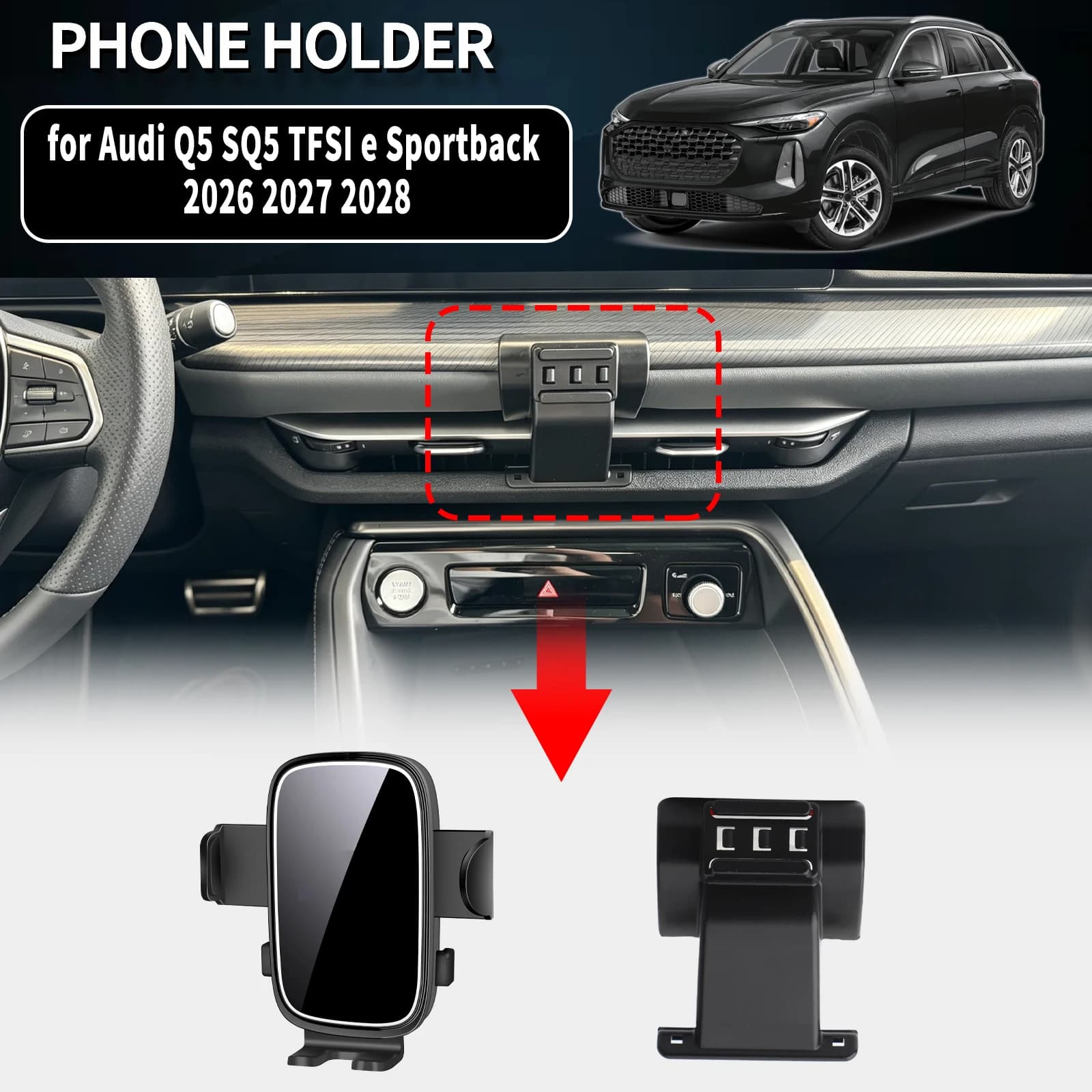 for Audi Q5 SQ5 TFSI E Sportback 2026 2027 2028 Auto Phone Holder Mount GPS Navigation Bracket Stable Car Accessories