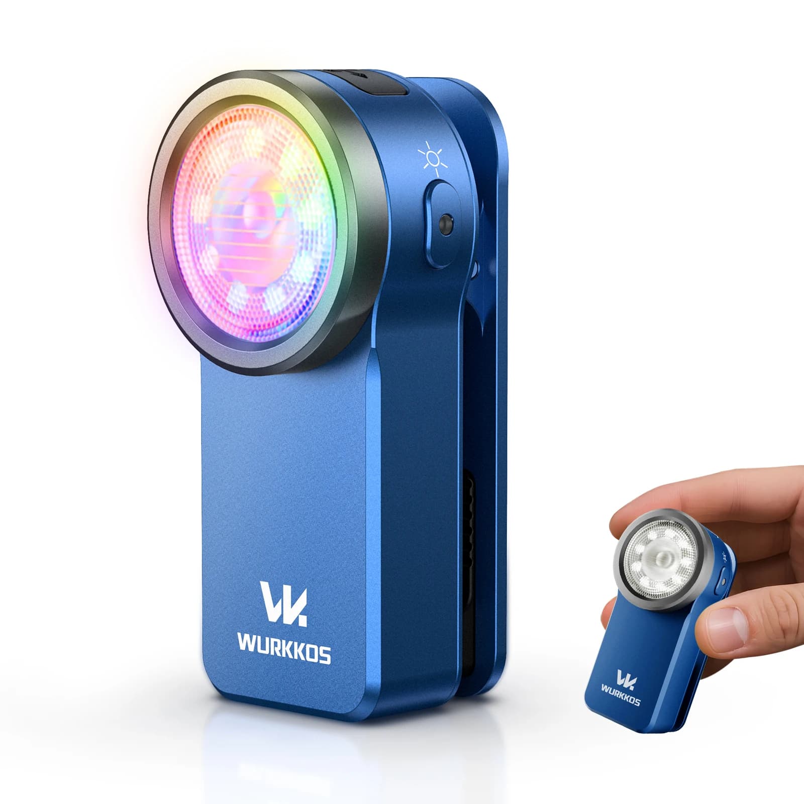 Wurkkos HD03 680LM Mini Torcia Tascabile Ricaricabile USB con Clip, Faretto/Proiettore Portatile RGB con Magnete