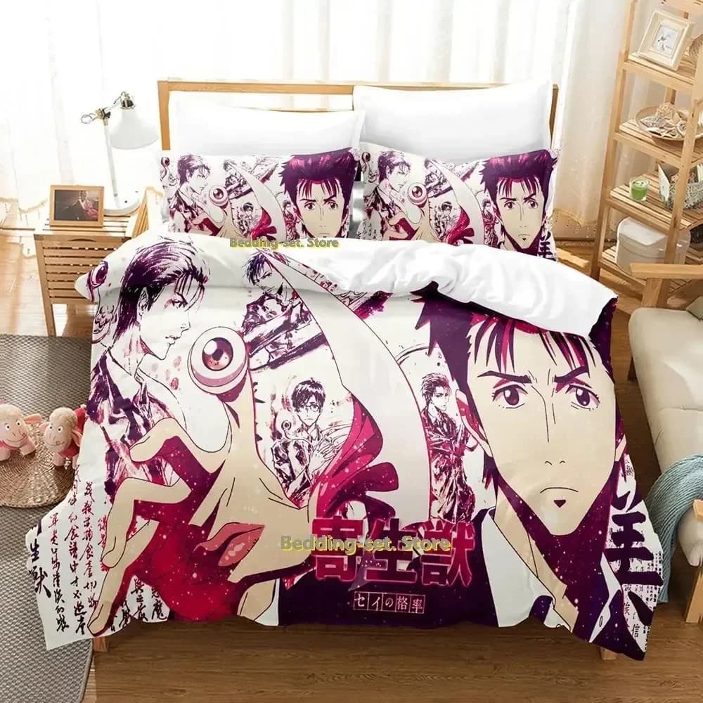 Set di Biancheria da Letto Parasyte, Singolo, Matrimoniale, Queen, King Size, Set per Camera da Letto Adulti e Bambini, Set Copripiumino con Stampa 3D Anime
