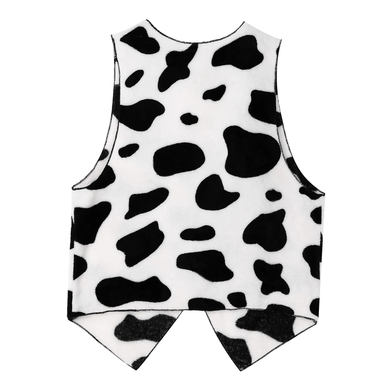 Men Cow Printed Vest Jacket Coat Sleeveless Open Front Flannel Waistcoat Tops Cowboy Cardigan Halloween Fancy Dress Ball Costume