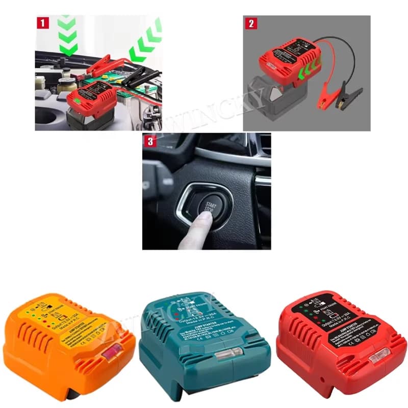 Adattatore per avviamento di emergenza per auto per Makita/Milwaukee/EINHELL, 18V per batterie Dewalt 20V Cavi jumper Calibro 11 Jump Starter Dead