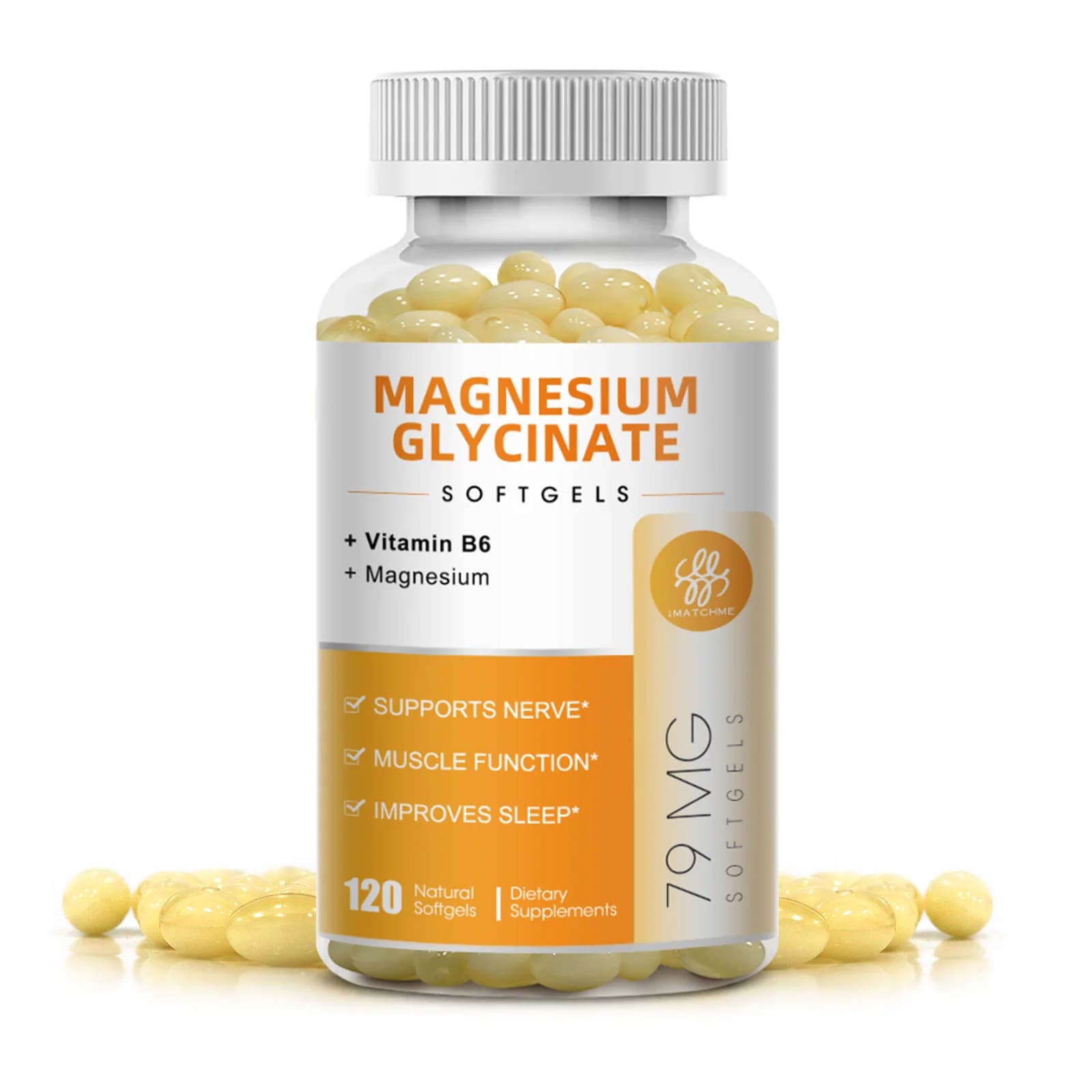 iMATCHME Magnesium glycinate with vitamin D3 B6 capsules to relax sleep, nerve muscles and heart health supplements